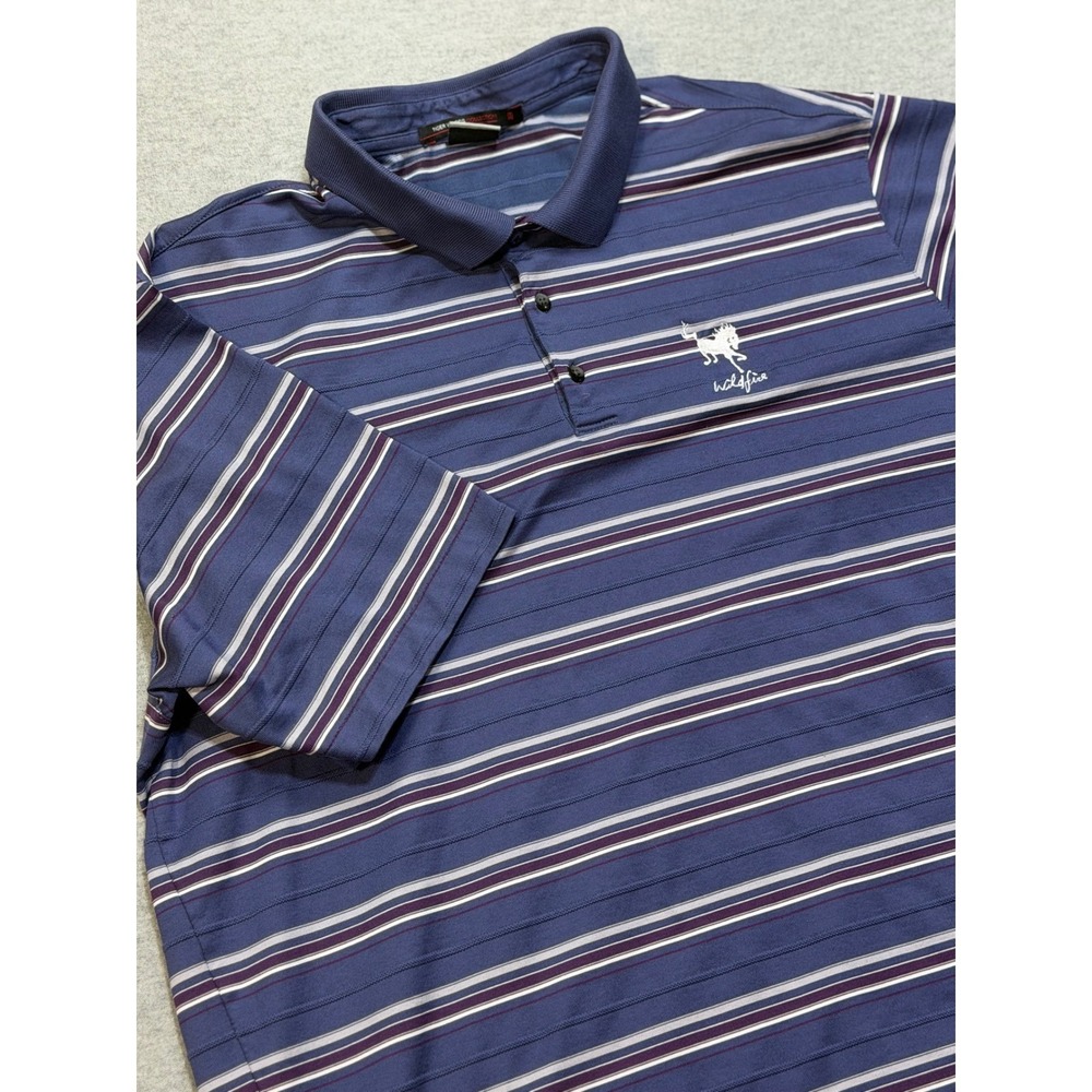 Tiger Woods Collection Nike Purple Striped Dri-FIT Golf Polo Shirt XL Wildfire